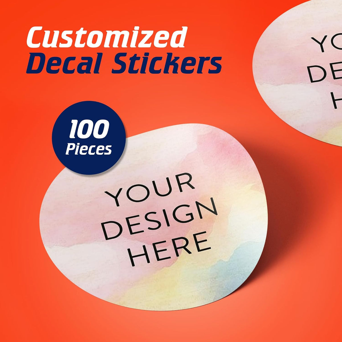 100 Custom Vinyl Stickers - Upload Your own Image, Text, Design, Logo - Personalized Logo Labels for Handmade, Packaging, Bottle, Jars, Candle, Brand Stickers (Watercolor, 6x6)
