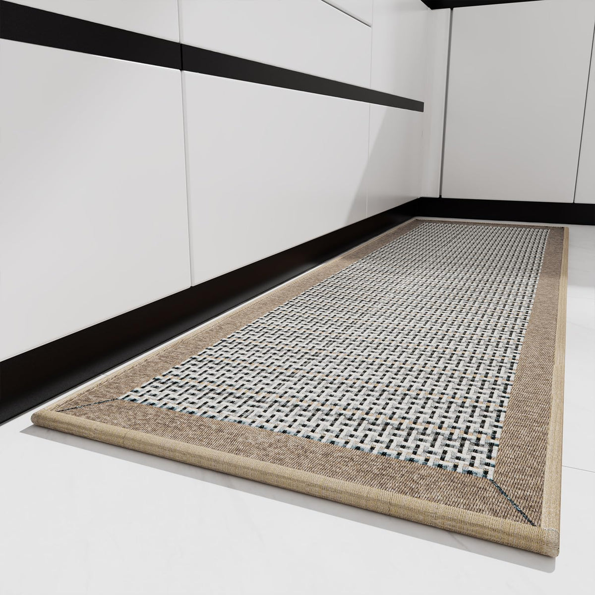 PADOOR Kitchen Mats for Floor, Kitchen Rugs Non Slip Washable, Rubber Backed Kitchen Runner Super Absorbent Kitchen Floor Mat Sink Rug, 20”x47” Brown