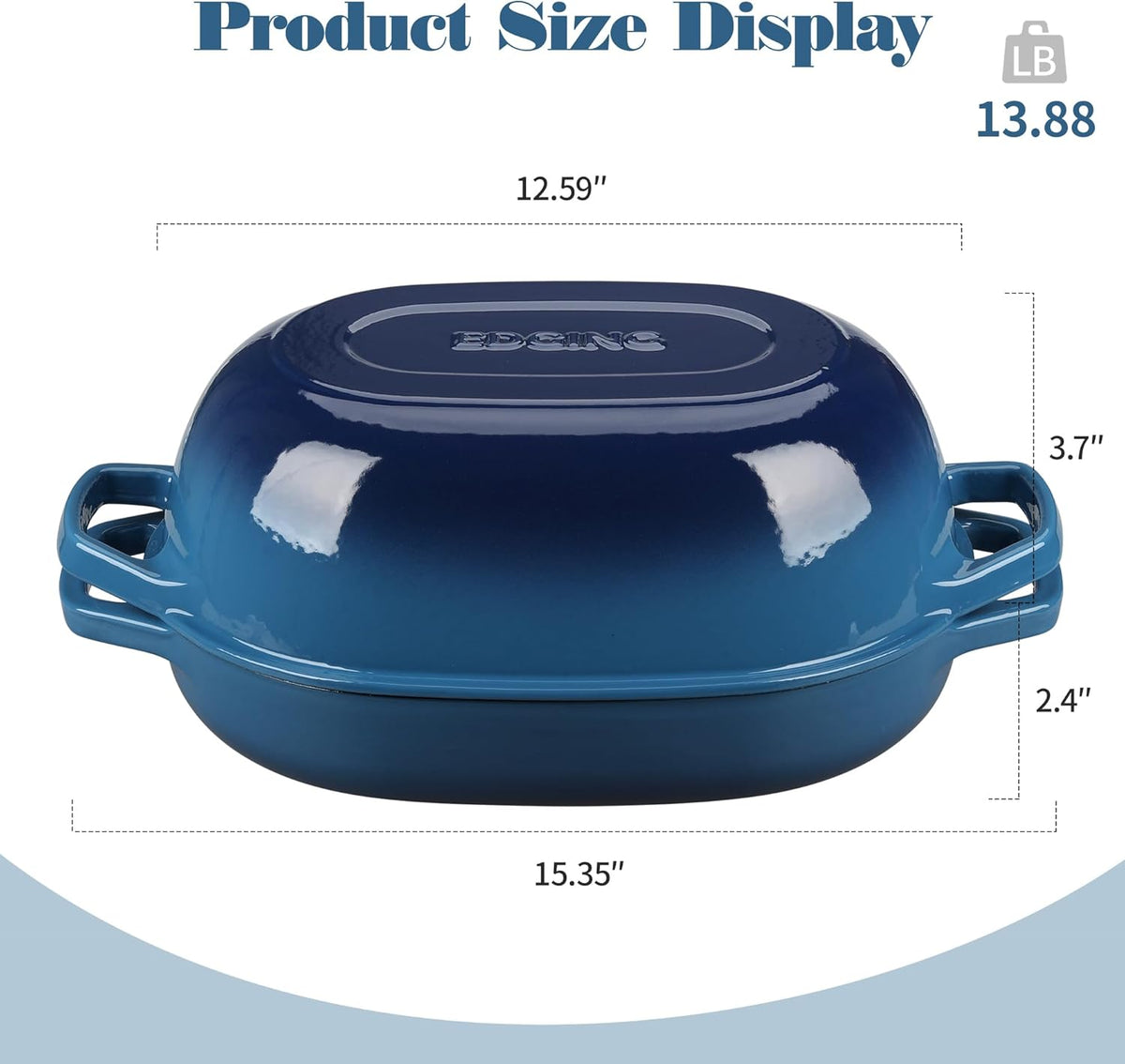Enameled Cast Iron Dutch Oven Pot with Lid, Oval Dutch Oven for Bread Baking, Bread Oven for Homemade Sourdough Bread Baking, 7qt, Lake Blue
