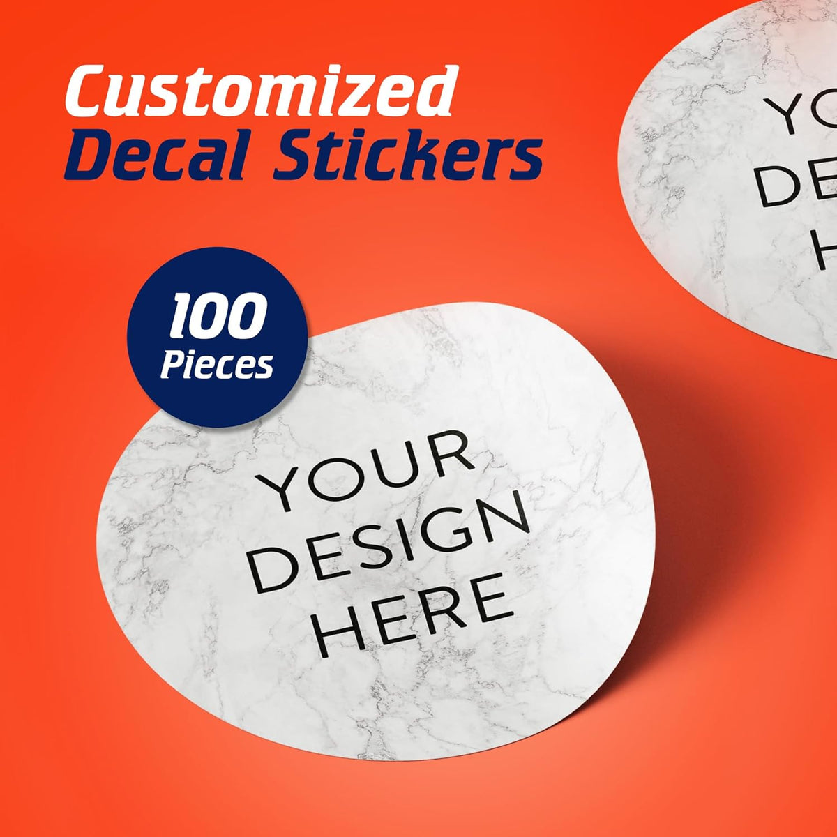 100 Custom Vinyl Stickers - Upload Your own Image, Text, Design, Logo - Personalized Logo Labels for Handmade, Packaging, Bottle, Jars, Candle, Brand Stickers (Silver Marble, 2x2)