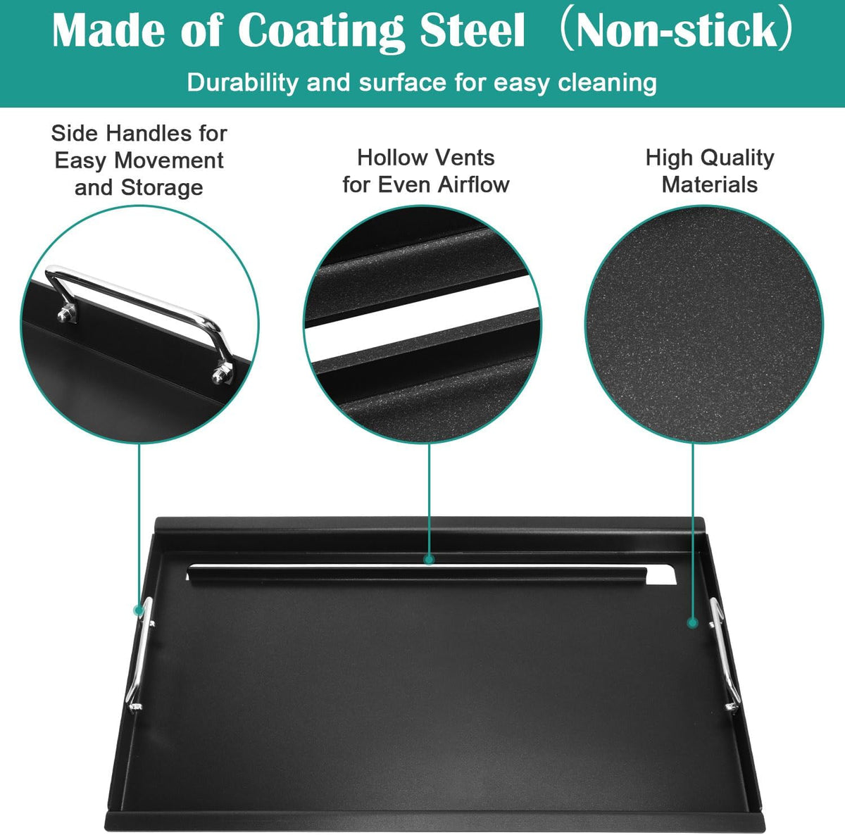 Full Size Griddle for Weber Old Spirit 200 Series, Flat Top Griddle for Spirit E/S 200 & 210 with Side Control Panel, Spirit 500, Genesis Silver A Gas Grills, Replace for 7521 7522 7523 65904 65905