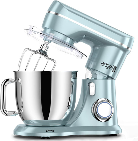 Mini Angel Stand Mixer,10-Speed Kitchen Electric Mixer,Tilt-Head Food Mixer with Dough Hook, Wire Whisk, Flat Beater, Stainless Steel Bowl (Blue2, 5QT)