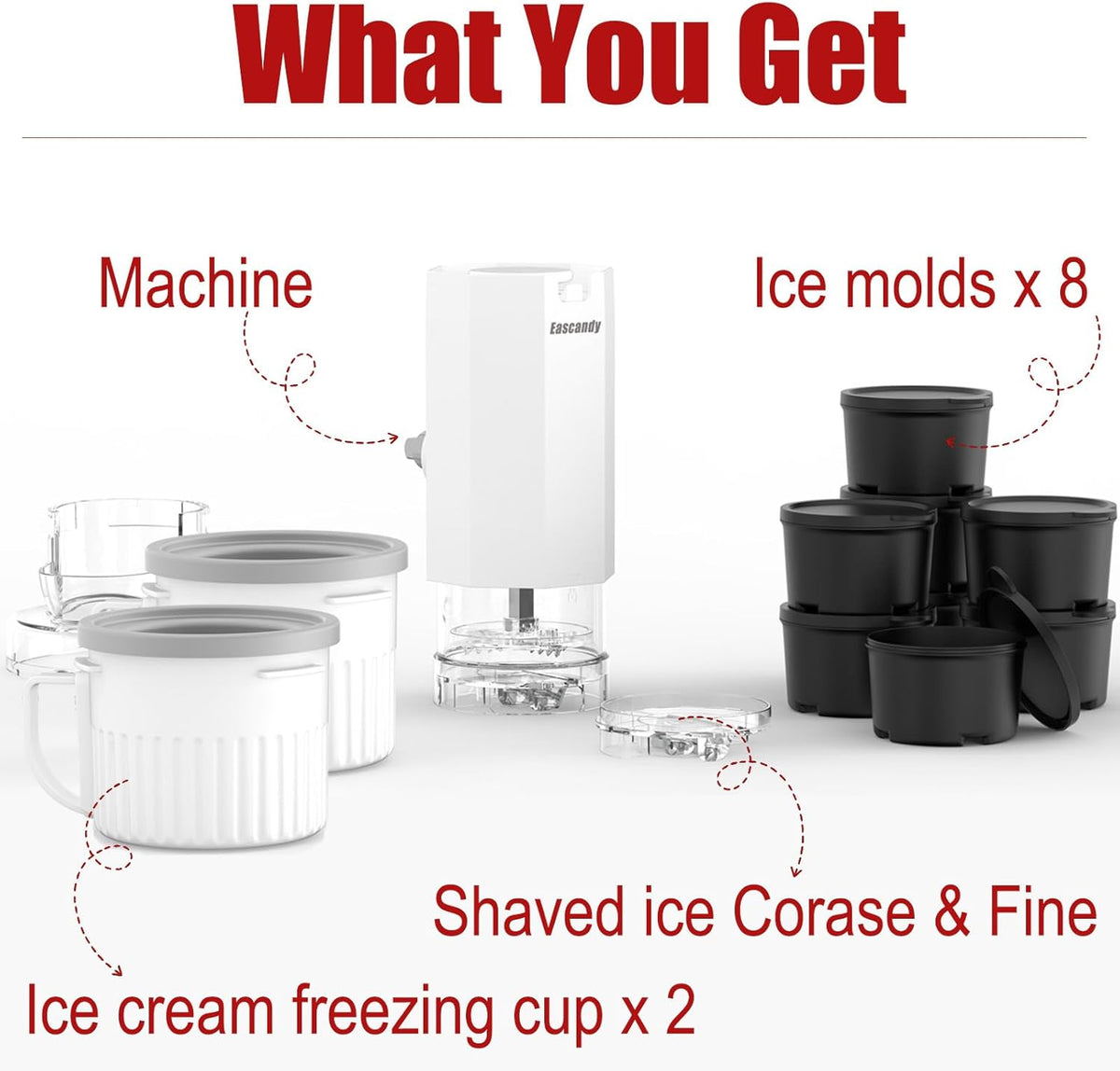Shaved Ice Attachment and 2 Pack Ice Cream Maker Attachment Set Fit for KitchenAid Stand Mixer, BPA-Free, Compact Size Easy Store In The Freezer
