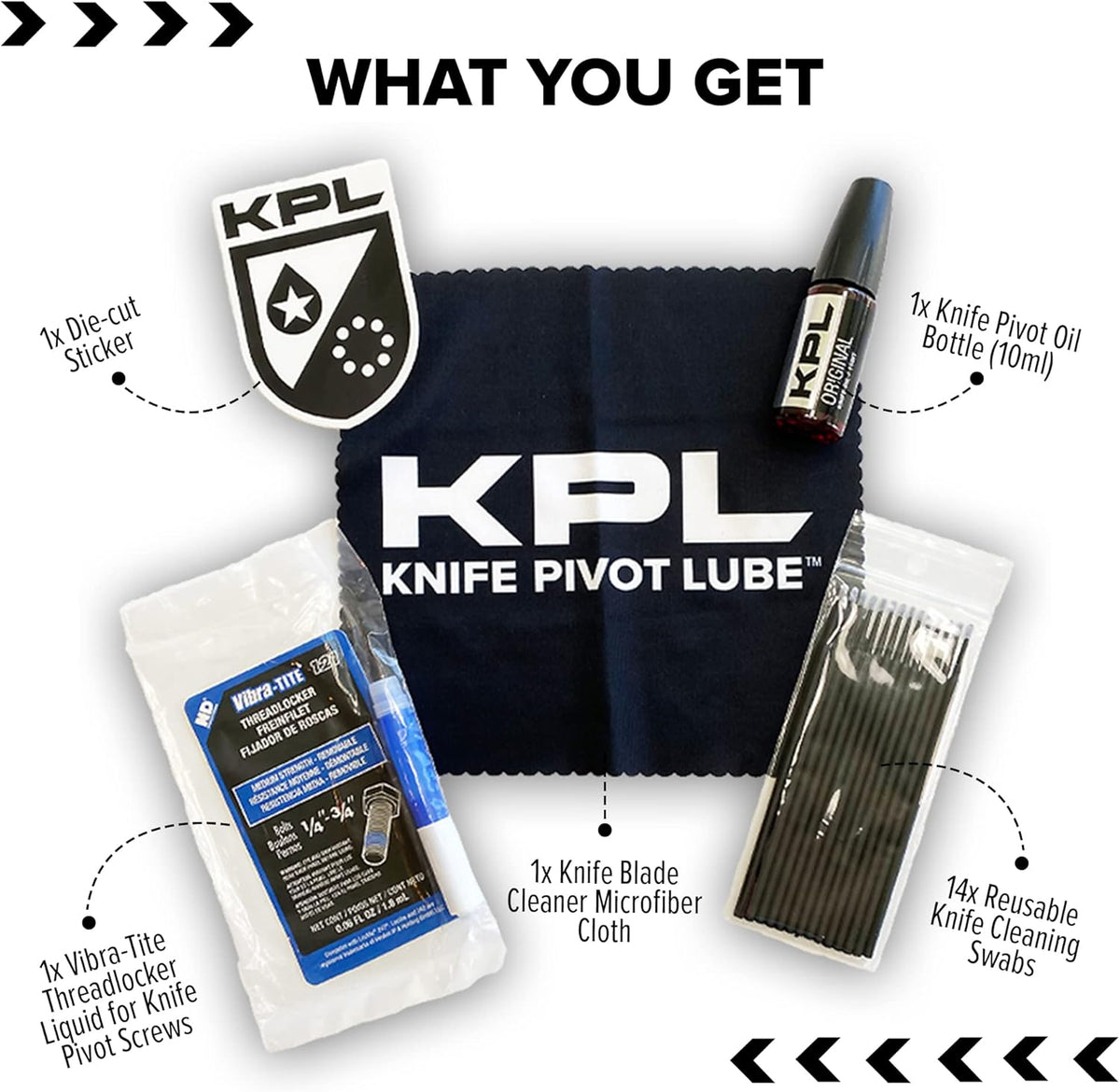 KNIFE PIVOT LUBE KPL Original Knife Care & Maintenance Kit Bundle for Blades Knife Pivot Lube Heavy,Pocket Knife Lubricant, Knife Honing Oil Knife Oil Lubricant for Blade Care, 10ml Oil Bottle
