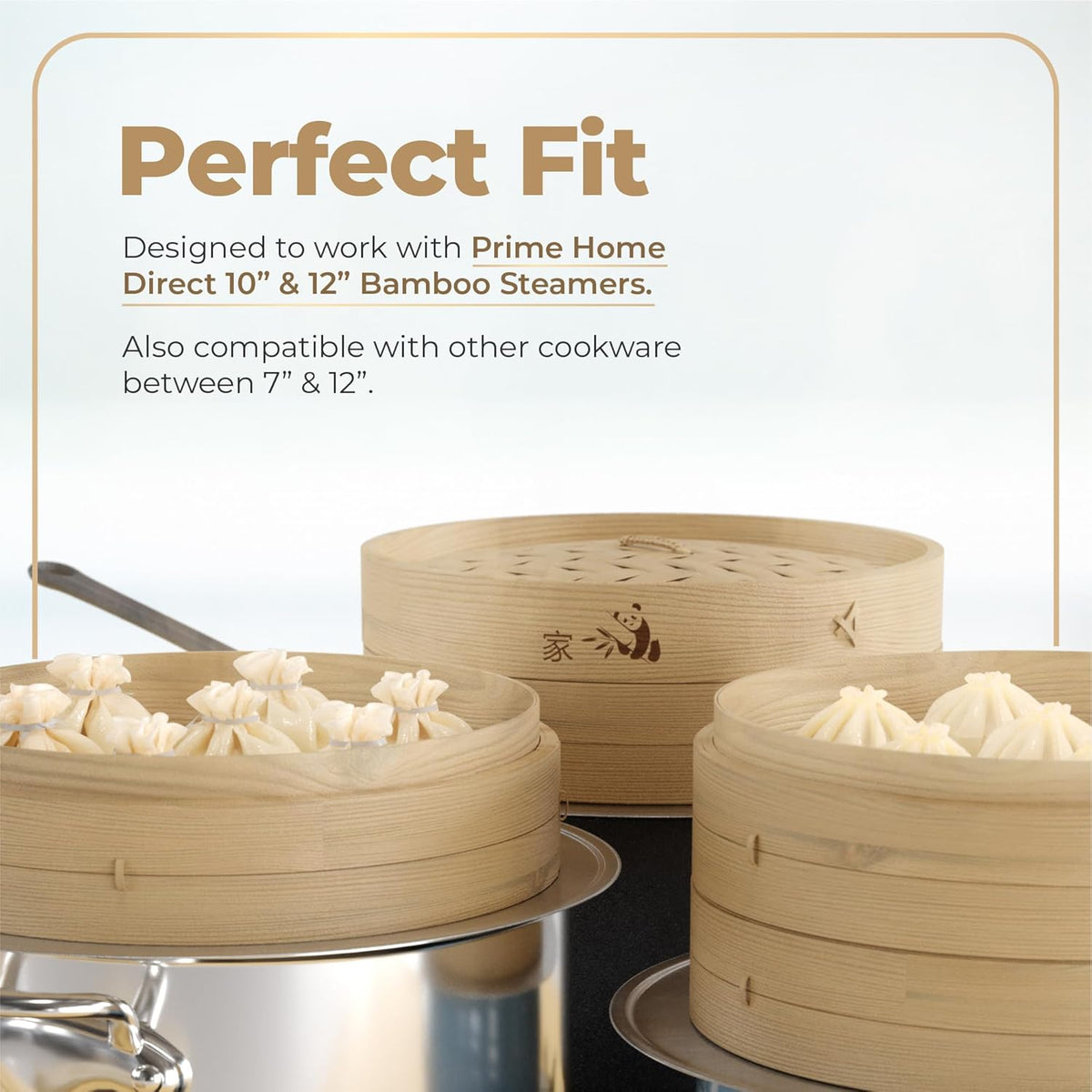 Prime Home Direct Stainless Steel Steamer Ring | Fits 7 to 12-Inch Bamboo Steamer Basket | Steaming Ring for Asian Chinese Wok, Food, Dumpling, Dim Sum, Steam Pot Accessories Metal Cooking Rim Adapter