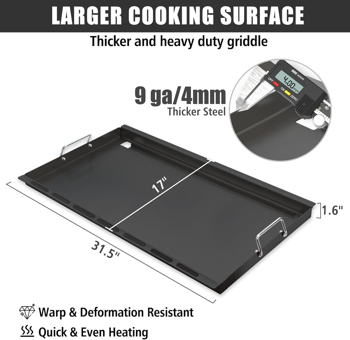 SafBbcue Full Size Griddle Inserts for Nexgrill 720-0896 720-0896B 720-0896C 720-0896E 720-0896CP 720-0898 720-0898A Flat Top Griddle for Homedepot Nexgrill 730-0898 730-0898A, Carbon Steel