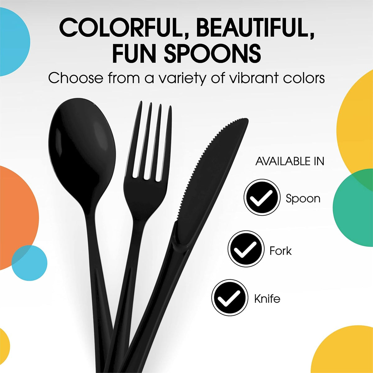 Black Plastic Spoons 200 Pcs Black Spoons Disposable Utensils Heavy Duty Plastic Cutlery Set Disposable Cutlery Sets Flatware Sets Silverware Set Party Supplies & Party Tableware Party Solids