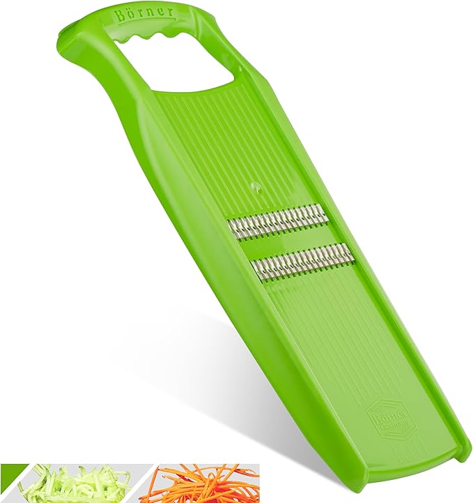 Börner Roko PowerLine Vegetable Slicer • Julienne Cutter for Fruit and Vegetables • Julienne Slicer for Fine Strips • Fine Vegetable Grater • Kitchen Slicer (Green)