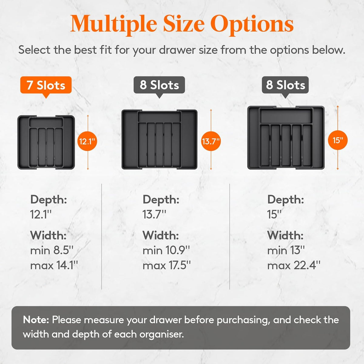 Lifewit Silverware Drawer Organizer, Expandable Utensil Tray for Kitchen, BPA Free Flatware and Cutlery Holder, Adjustable Plastic Storage for Spoons Forks Knives, 8.5"-14.1" x 12.1", Black