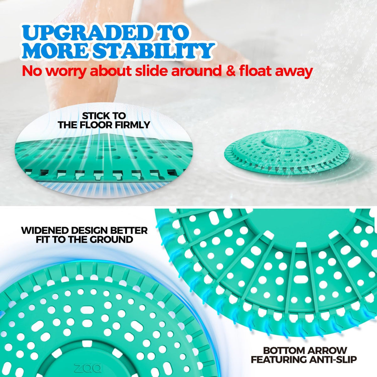 zaa Shower Drain Hair Catcher, 2 Pack Premium Silicone Drain Protector & Shower Drain Cover for Regular Drains of Shower Room and Bathroom, Mint