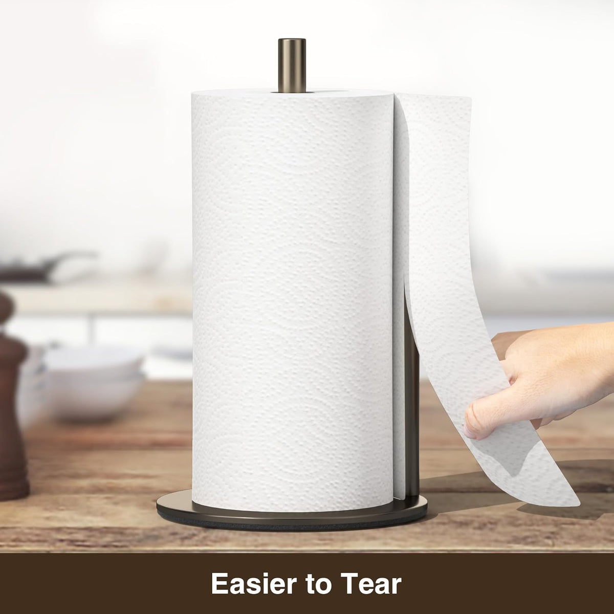 Bronze Kitchen Paper Holder, Oil Rubbed Bronze Paper Towel Holder, Kitchen Roll Organizer, Countertop Roll Dispenser with Weighted Base