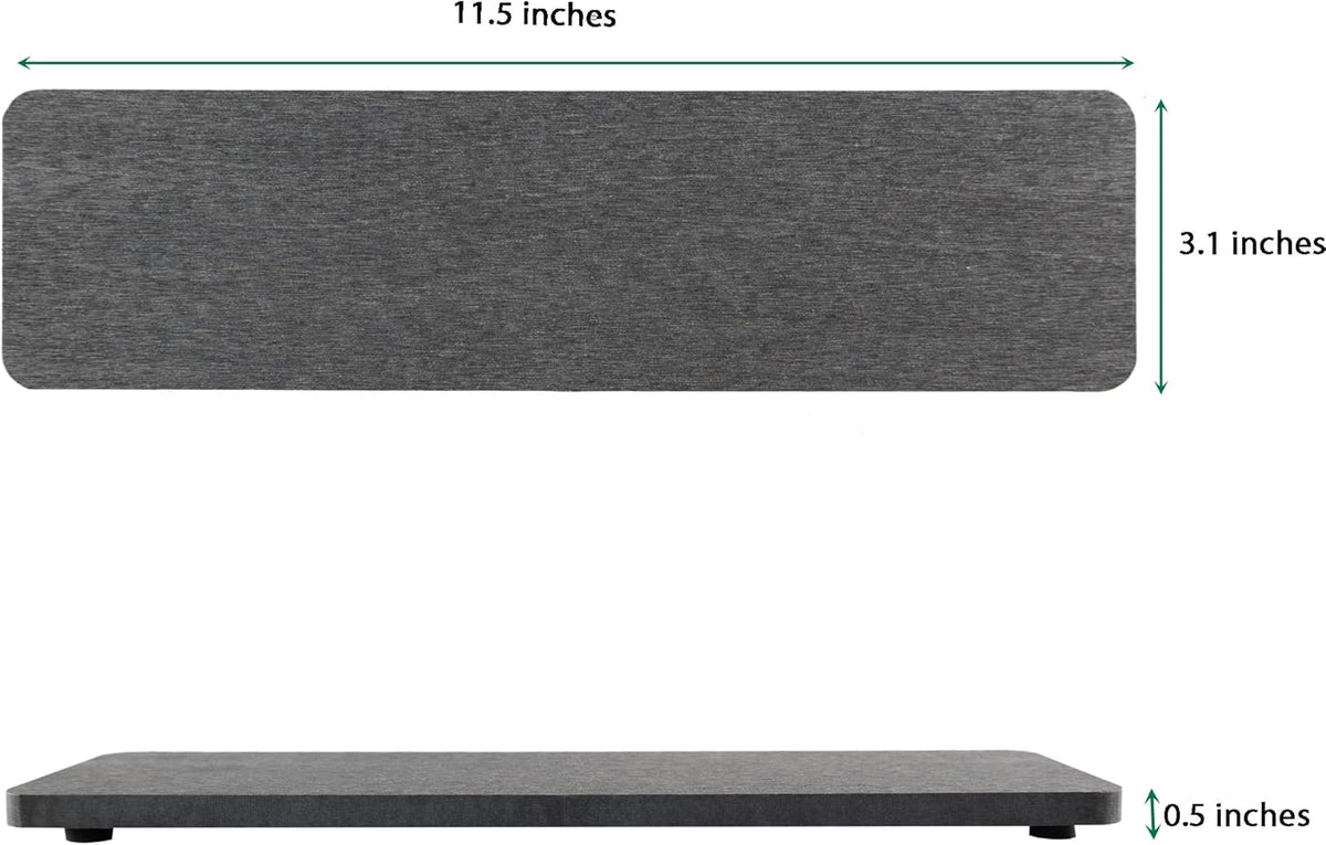 2 Pcs Water Absorbing Stone Trays, Kitchen/Bathroom Sink Soap Dish, Diatomite Tray Used for Hand Soap & Cosmetic Bottles in The Modern Home, 3.15" W x 11.8" L, Dark Gray