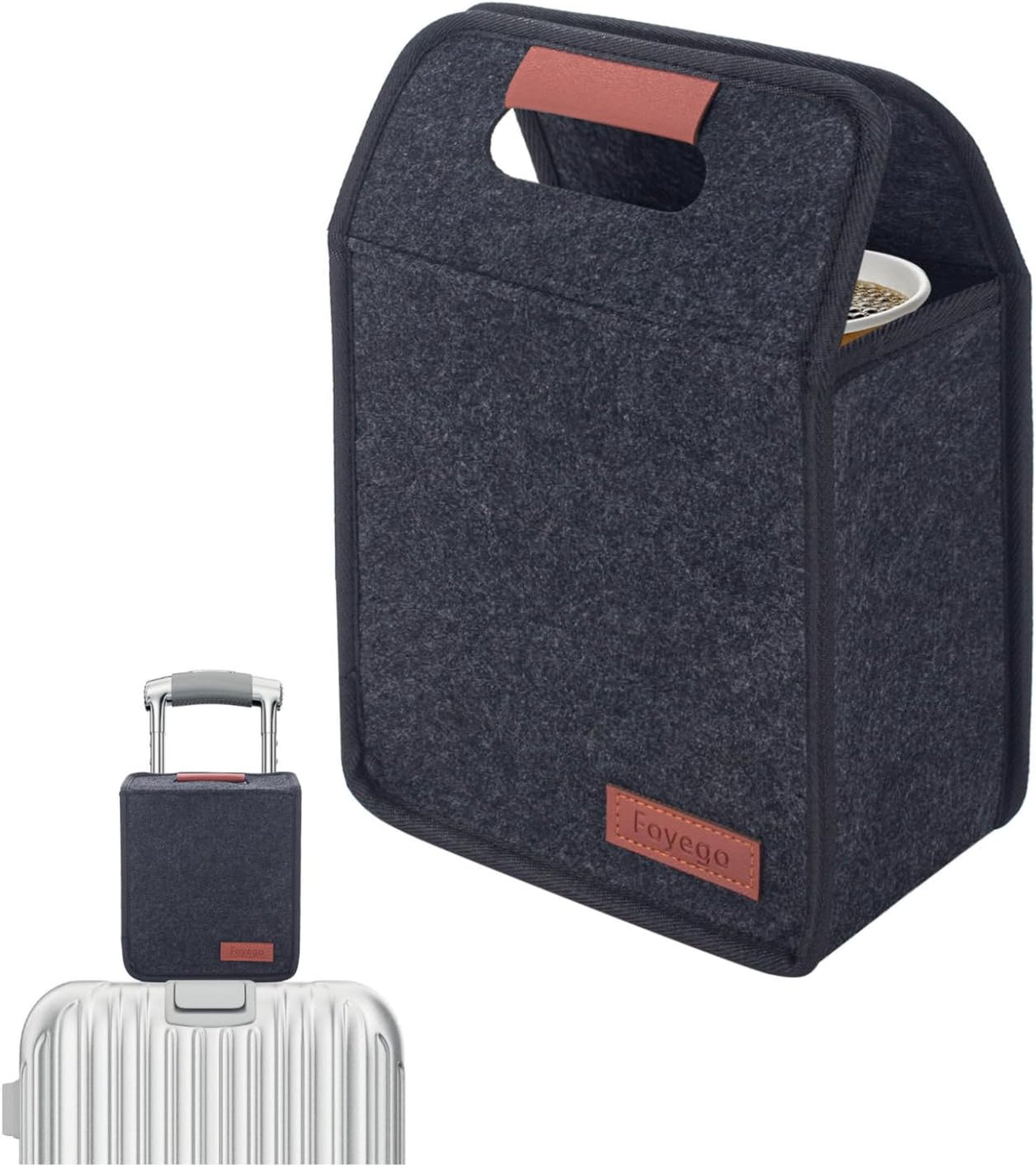Portable Drink Holder - Foldable Travel Carrier with Reusable Insulated Cofee Cup, 2 Cup Holder, Free Your Hands