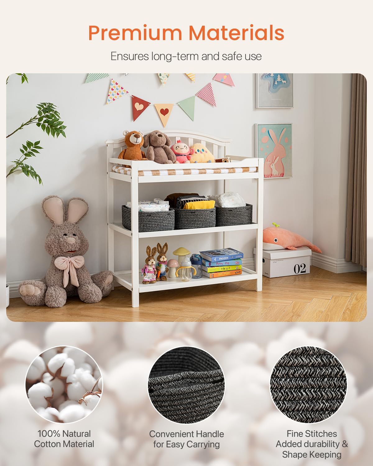 Small Woven Basket, 13.5 x 9.5 x 5 Inches, Storage Basket for Organizing, Cute Small Rope Shelf Closet Cube Storage Bins Baskets for Shelves, Dog Toy Gift Baskets Empty, 3 Pack Mixed Black