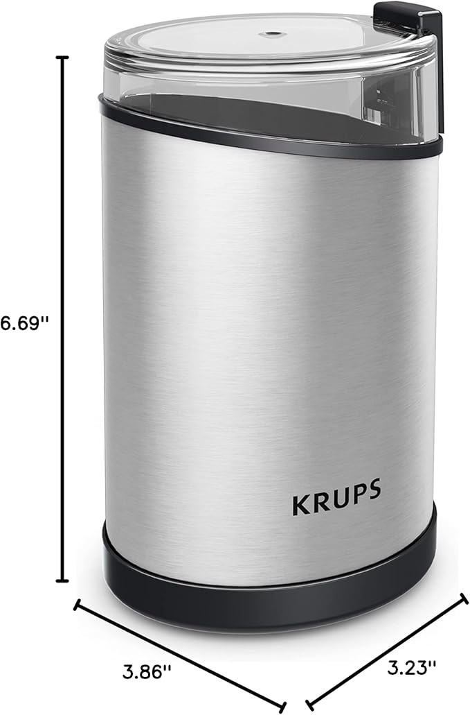 KRUPS Electric Coffee Grinder: 3 oz Capacity, 200 Watts - Versatile for Beans, Spices, Nuts - One-Touch Operation, Customizable Grind for 12 Cups - Ideal for Espresso, French Press