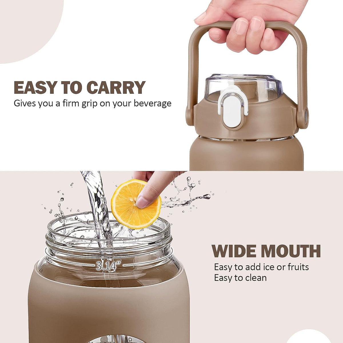 kytffu 42oz Glass Water Bottles with Straw, Motivational Glass Bottle with Silicone Sleeve and Time Marker, Leakproof Large Glass Water Jug for Gym Home Office,Amber