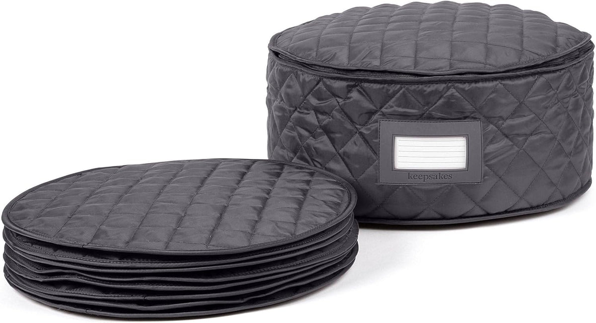 Covermates Keepsakes - Dish Storage - Padded Protection - ID Window - Stain Resistant - Machine Washable - China Storage, Slate