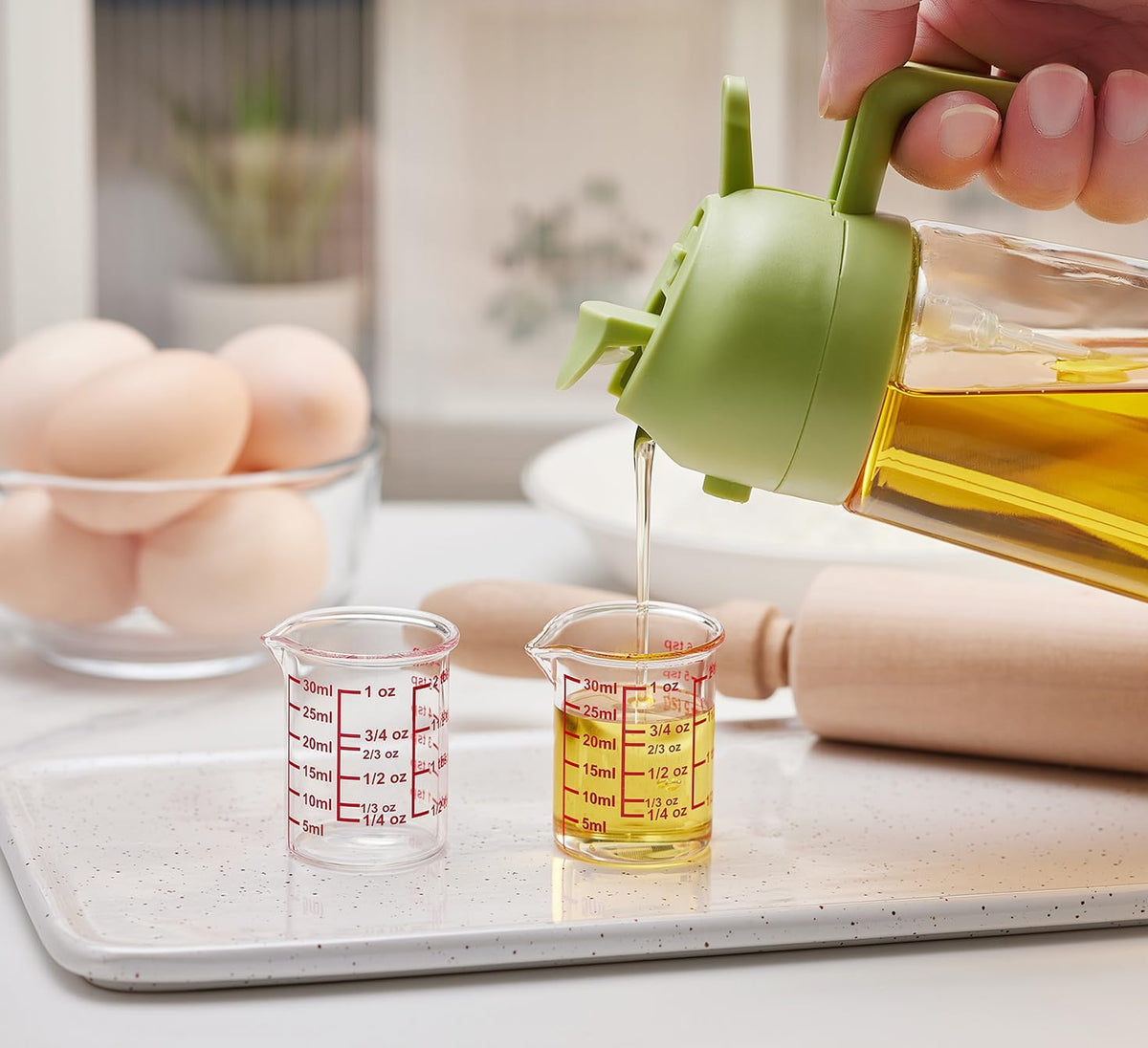 High Borosilicate Glass Measuring Cup with V-Shaped Spout, 30ml (1oz) | Pack of 2 – Precision Glass Measuring Cup for Kitchen & Bar