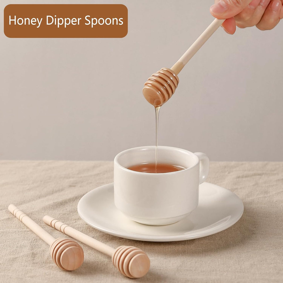 22 PCS Wooden Honey Sticks Dipper 6 Inch, Individually Wrapped Mini Honeycomb Honey Stirrer Stick For Honey Jar Dispense Drizzle Honey and Wedding Party Favors Gift
