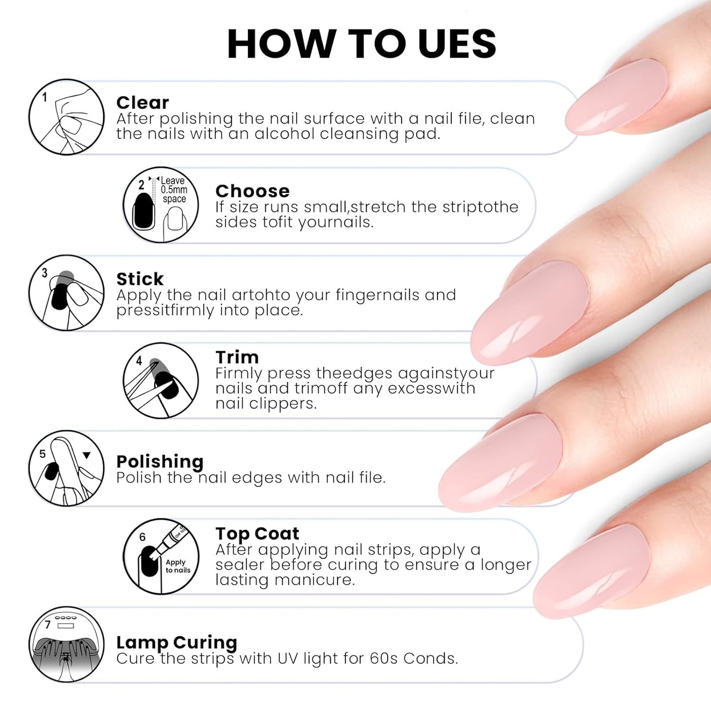 Semi Cured Gel Nail Strips | Built-In Gel Top Coat | UV Light Required | Salon Quality, Easy Application And Removal (Lilac Glitter)