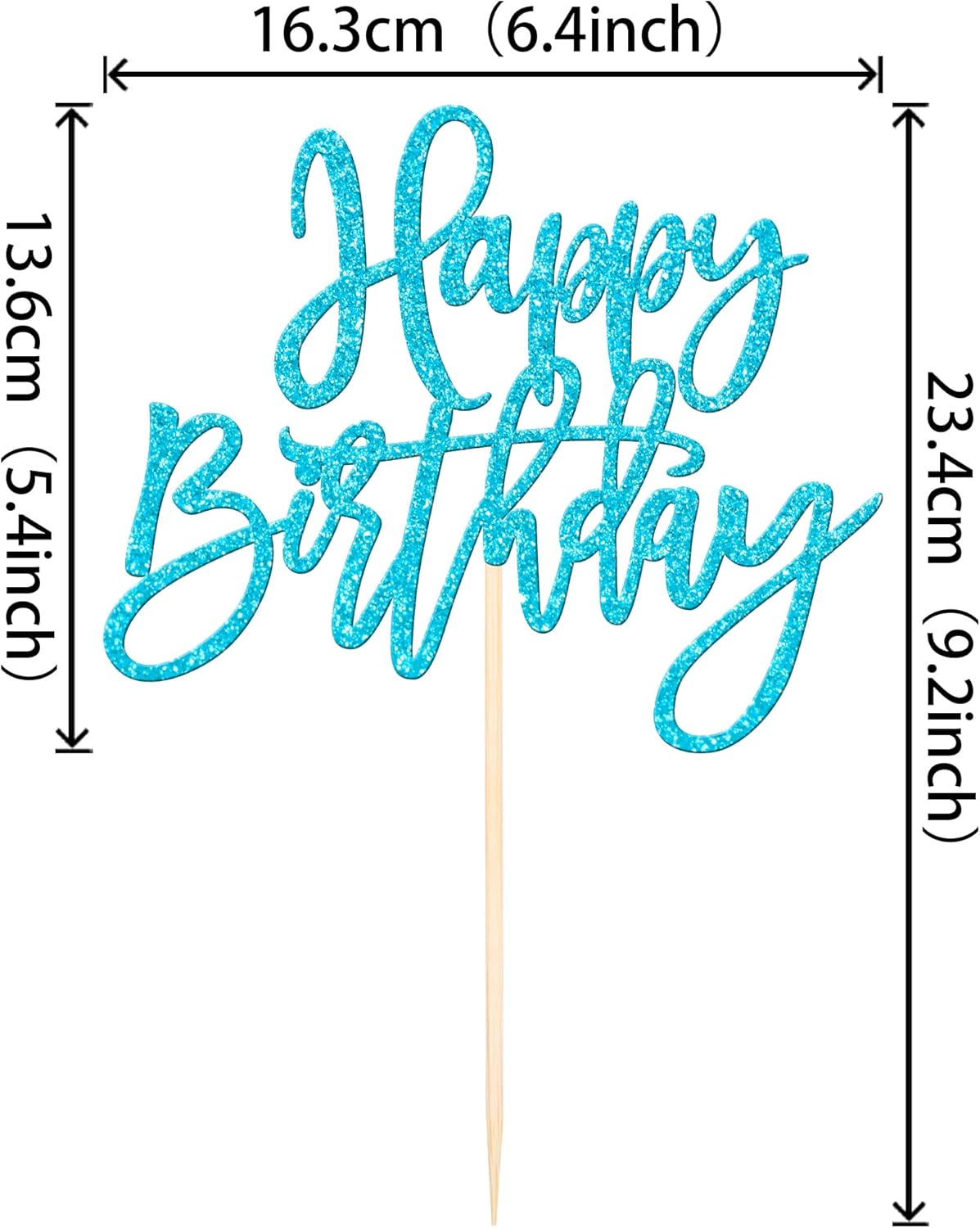 ZHUOWEISM 1 PCS Happy Birthday Cake Topper Glitter Happy Birthday Cake Pick for Celebrating Happy Birthday Anniversary Theme Party Cake Decorations Supplies Light Blue