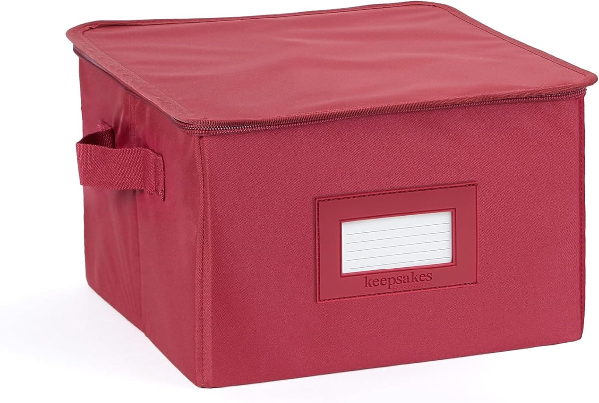 Covermates Keepsakes Dish Storage Box - Stackable, Reinforced Handles, China Storage, Scarlett Red