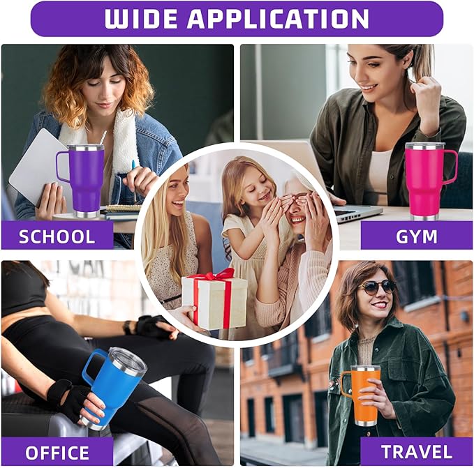 20 oz Tumbler with Handle Stainless Steel Insulated Coffee Mug Tumbler with Lid and Straw Double Wall Vacuum Insulated Coffee Mug Leak Proof Travel Mug Tumbler for Hot and Cold Drink (Mix Color-9)