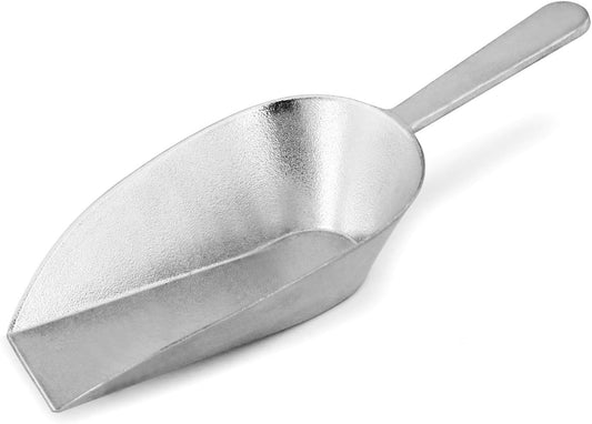 New Star Foodservice 34721 One-Piece Cast Aluminum Flat Bottom Bar Ice Flour Utility Scoop, 24-Ounce, Silver