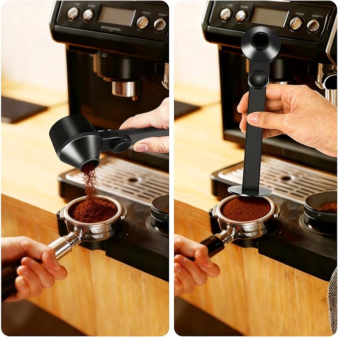 Coffee Scoop 2Tbsp & 51mm Espresso Tamper - BPA-Free PCTG Scoop Funnel, Fits K-Cups, Precise Measuring for Coffee/Protein/Powder/Hot Cocoa & Formula Dispensers (Black 1Pack)
