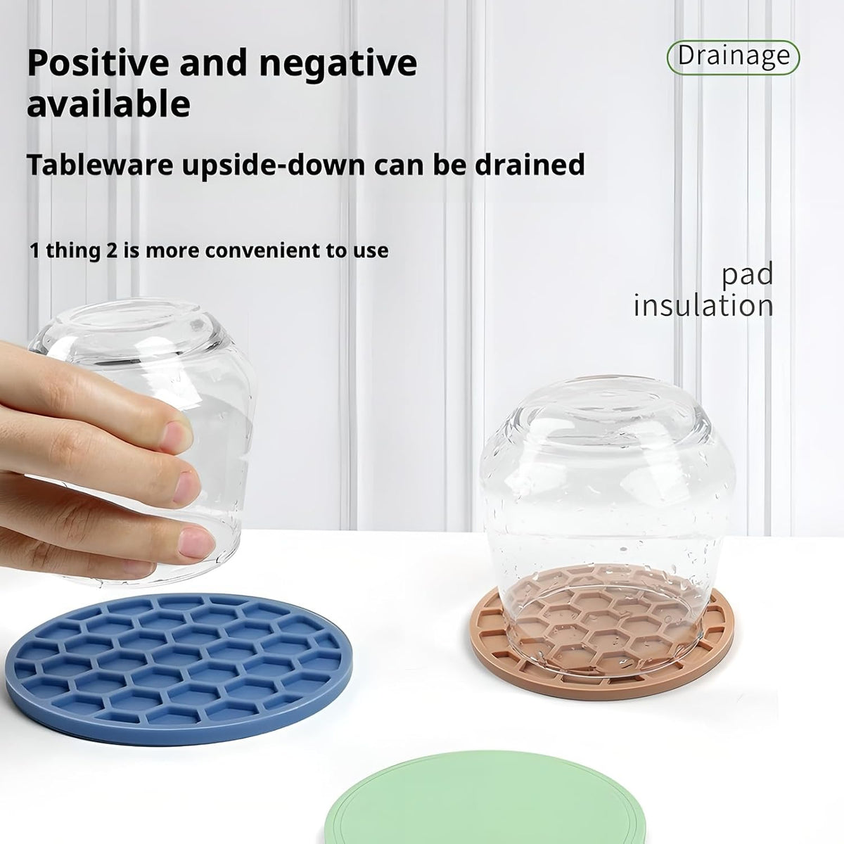 5-Pack Silicone Trivet Mats for Hot Pots, Pans & Dishes – Non-Slip Heat Resistant Round Placemats, Kitchen Counter Protectors & Coasters (Home Essentials Fog Blue 6.3"*6.3"*0.24")