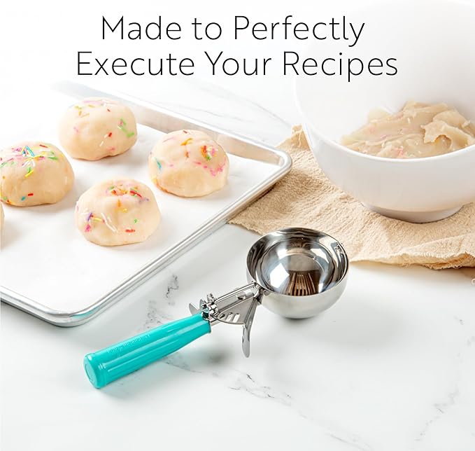 Restaurantware 3.75 Ounce Portion Scoop, 1 Trigger Release Stainless Steel Cookie Scoop - With Ivory Handle, Stainless Steel Disher, For Portion Control, Cookie Dough, Cupcake Batter, Or Ice Cream