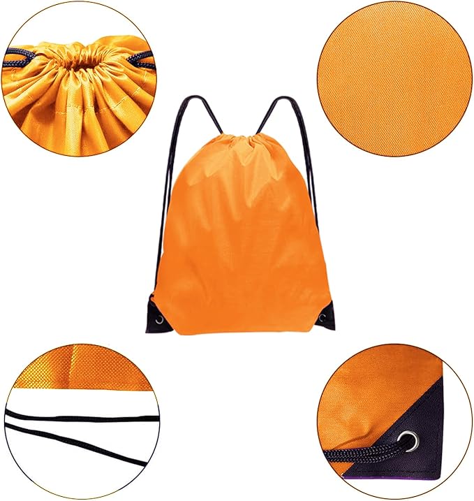 Drawstring Bags Bulk 14 Pcs Drawstring Backpack Bulk Cinch Bag Sackpack for Men Women Gym (Orange)