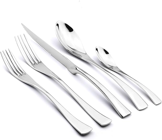 5-Piece 18/10 Stainless Steel Serrated Steak Knife Flatware Set, Service for 1