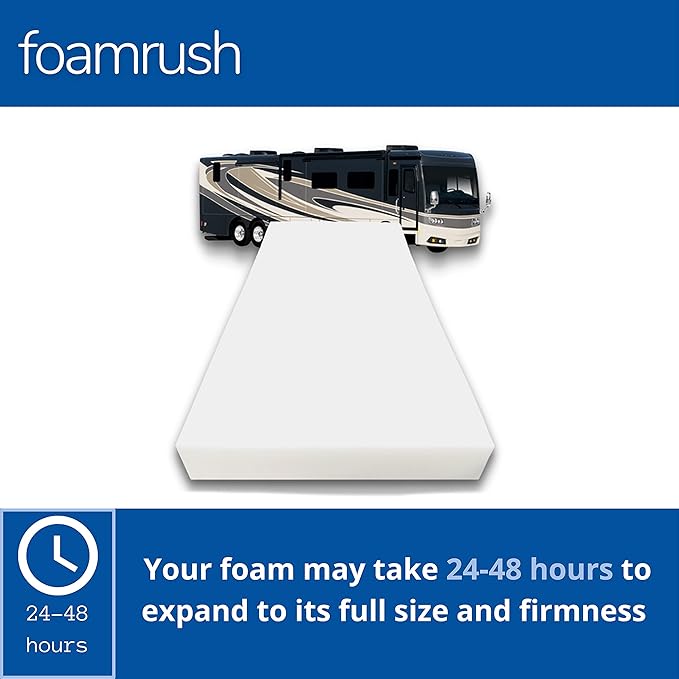 FoamRush 6-Inch Bunk (30" x 72") High Density Foam RV Mattress Replacement, Medium Firm, Pressure Relief, Travel Camper Trailer Truck, Made in USA, CertiPUR-US Certified, Cover Not Included