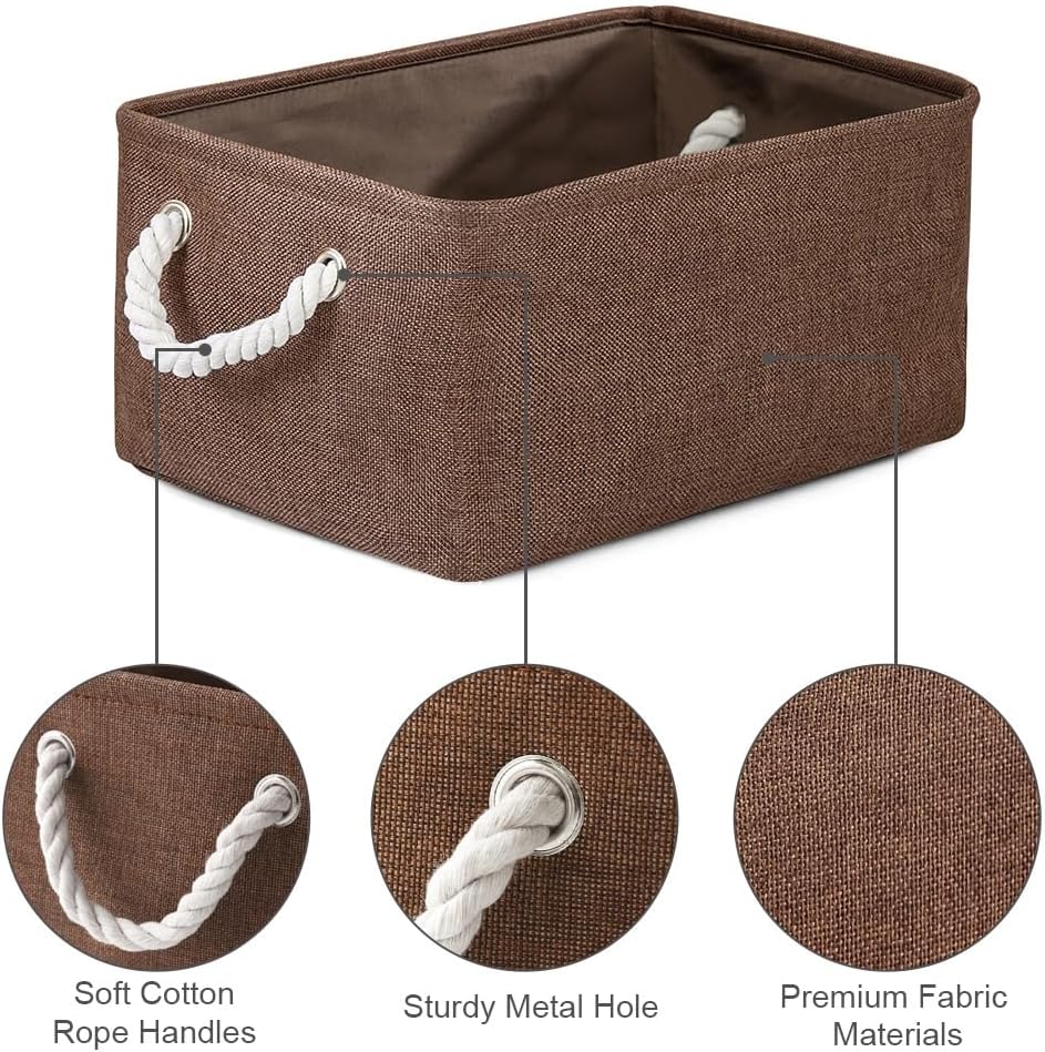 WarmHome Fabric Storage Bin Shelf Basket for Home, Closet(Brown-3 Pack, 13.8L9.8W6.7H)