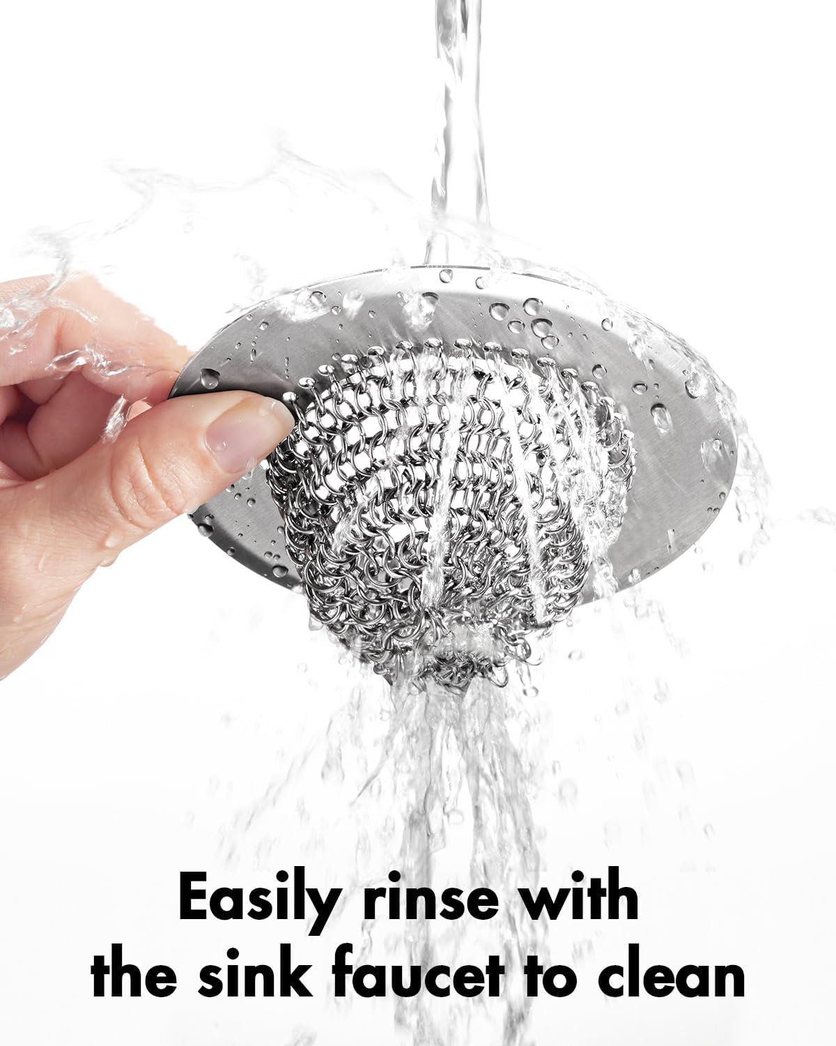 Revolutionary Sink Strainer/Patented Reversible Chain Mesh, Effortless Cleaning & Debris Catcher, Large Capacity, No Clog, 304 Stainless Steel & Rust-Proof/Handmade with Premium Materials