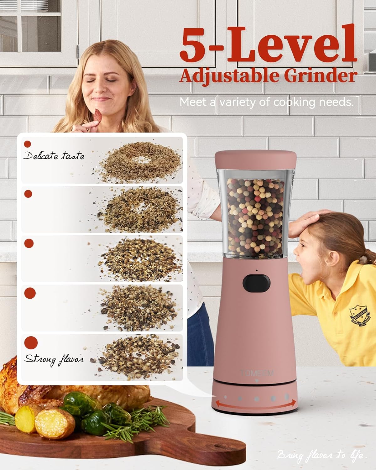 Electric Salt and Pepper Grinder Set with Storage Base, Stainless Steel Rechargeable Salt and Pepper Grinder Set with 4.5 oz Large Capacity, 1.8" Wide Mouth, Adjustable Coarseness, Ideal for Kitchen