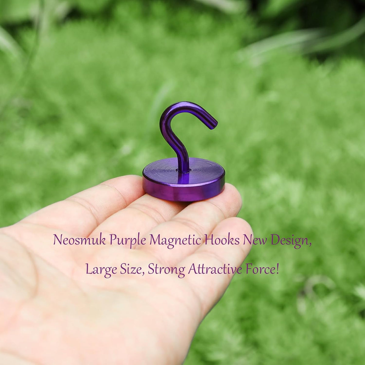 Neosmuk Magnetic Hooks, Cruise Ship Essentials, 120lb+ Heavy Duty Magnetic Hooks for Cruise Cabins, Refrigerator, Grill, Hanging, and Travel | Extra Strong Must-Haves Magnet Hook,Purple, Pack of 10