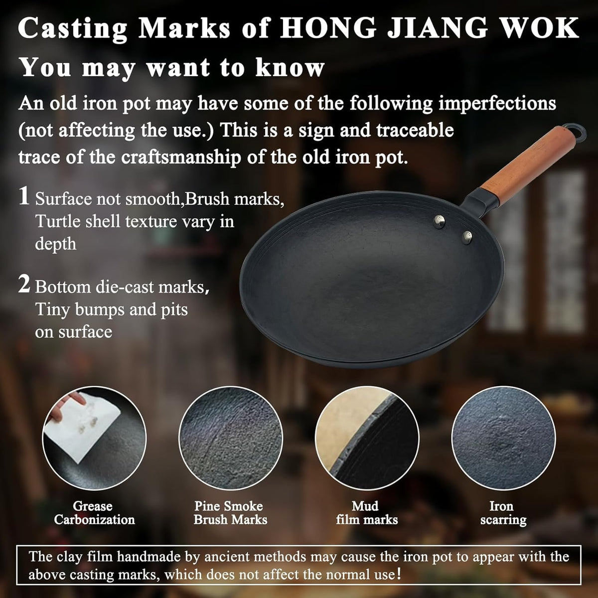 9 inch Omelette Pan, Uncoated ICH Clay Mold Cast Iron Egg Frying Pan with Wood Handle, Preseasoned Lightweight Healthy Small Skillet for All Stoves