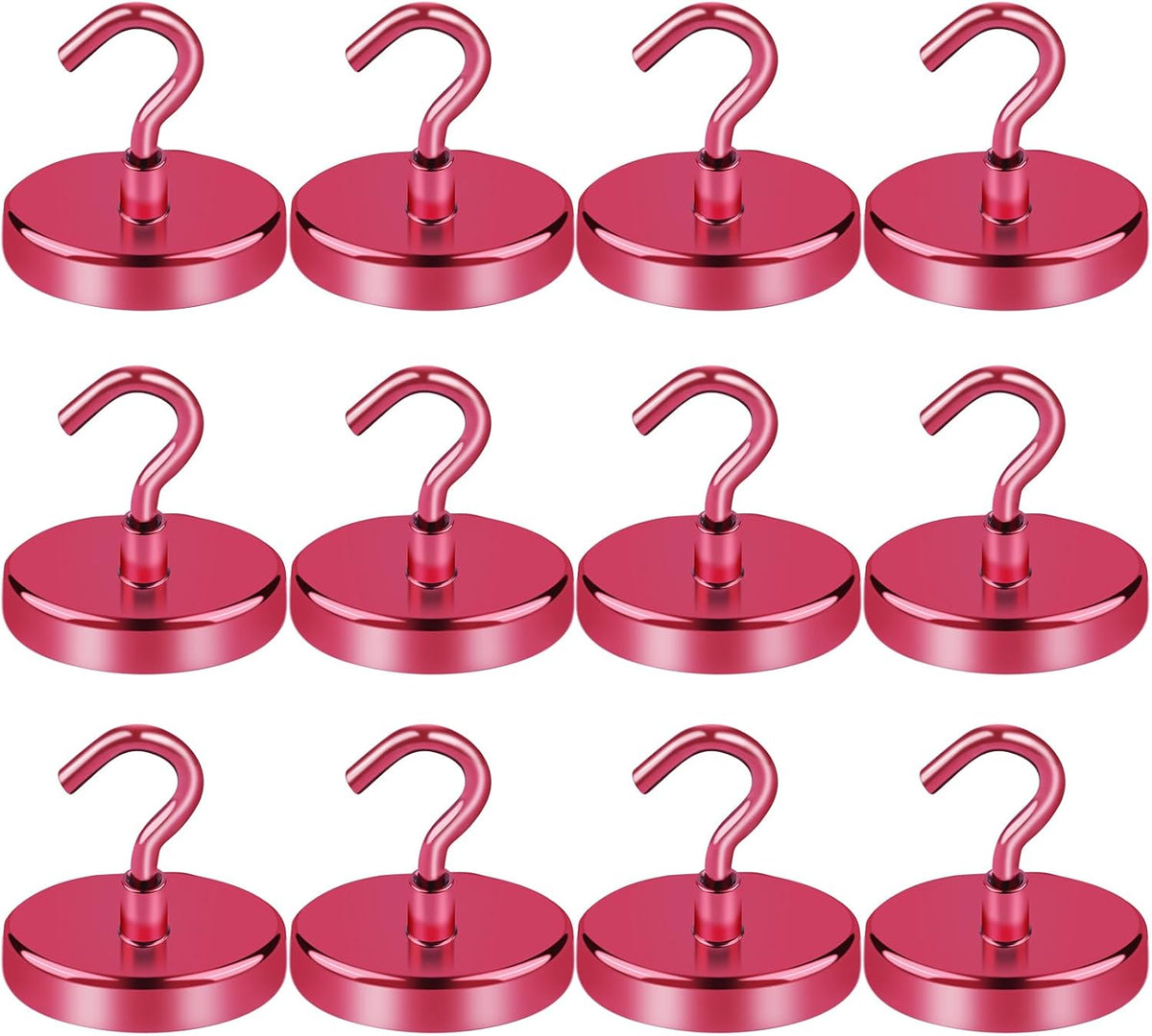 LOVIMAG Cruise Ship Essentials - 150Lbs Heavy Duty Hooks, Red Magnetic Hooks for Cruise Cabins - 12 Pack