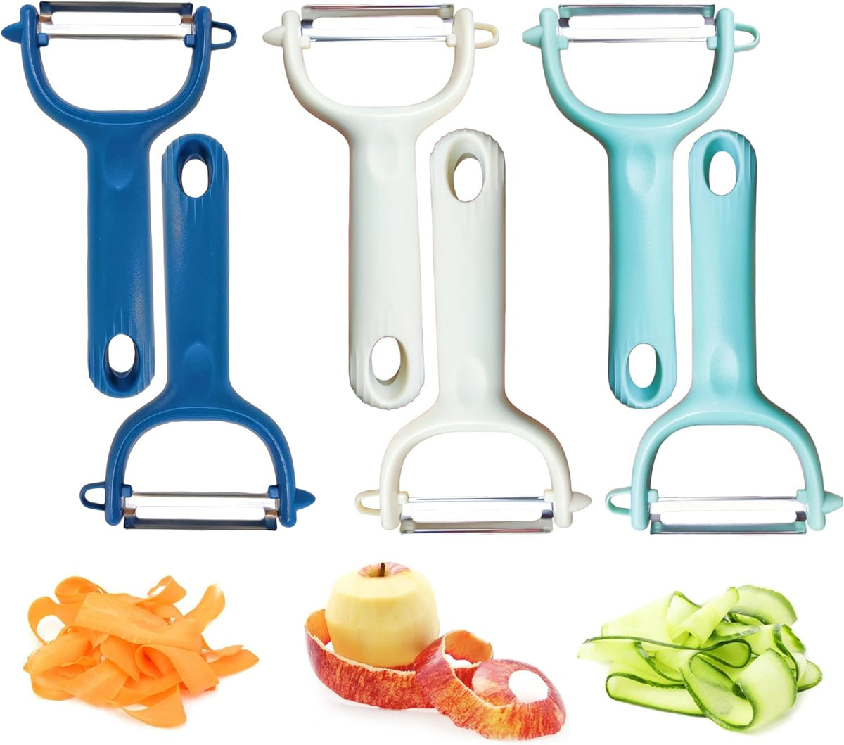 Trez Treamer 6-Pack Vegetable Peelers for Kitchen,Stainless Steel Apple Peeler Set for Veggie Carrot Fruit Zucchini Cucumber Peeler Sharp Potatoes & Potato Peeler Bulk with Non-Slip Handle (Y)