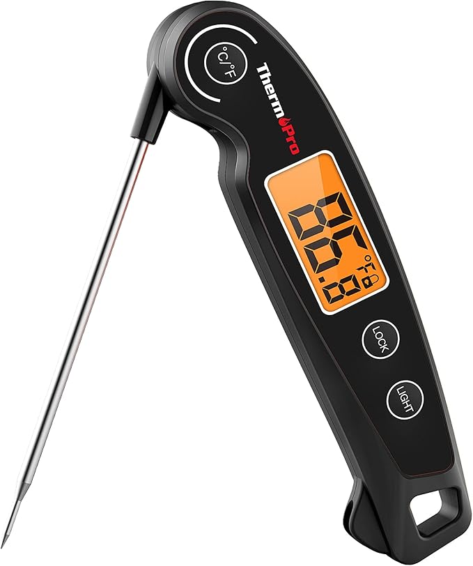 ThermoPro TP605 Instant Read Meat Thermometer Digital for Cooking, Waterproof Food Thermometer with Backlight & Calibration, Digital Probe Cooking Thermometer for Kitchen, Outdoor Grilling and BBQ