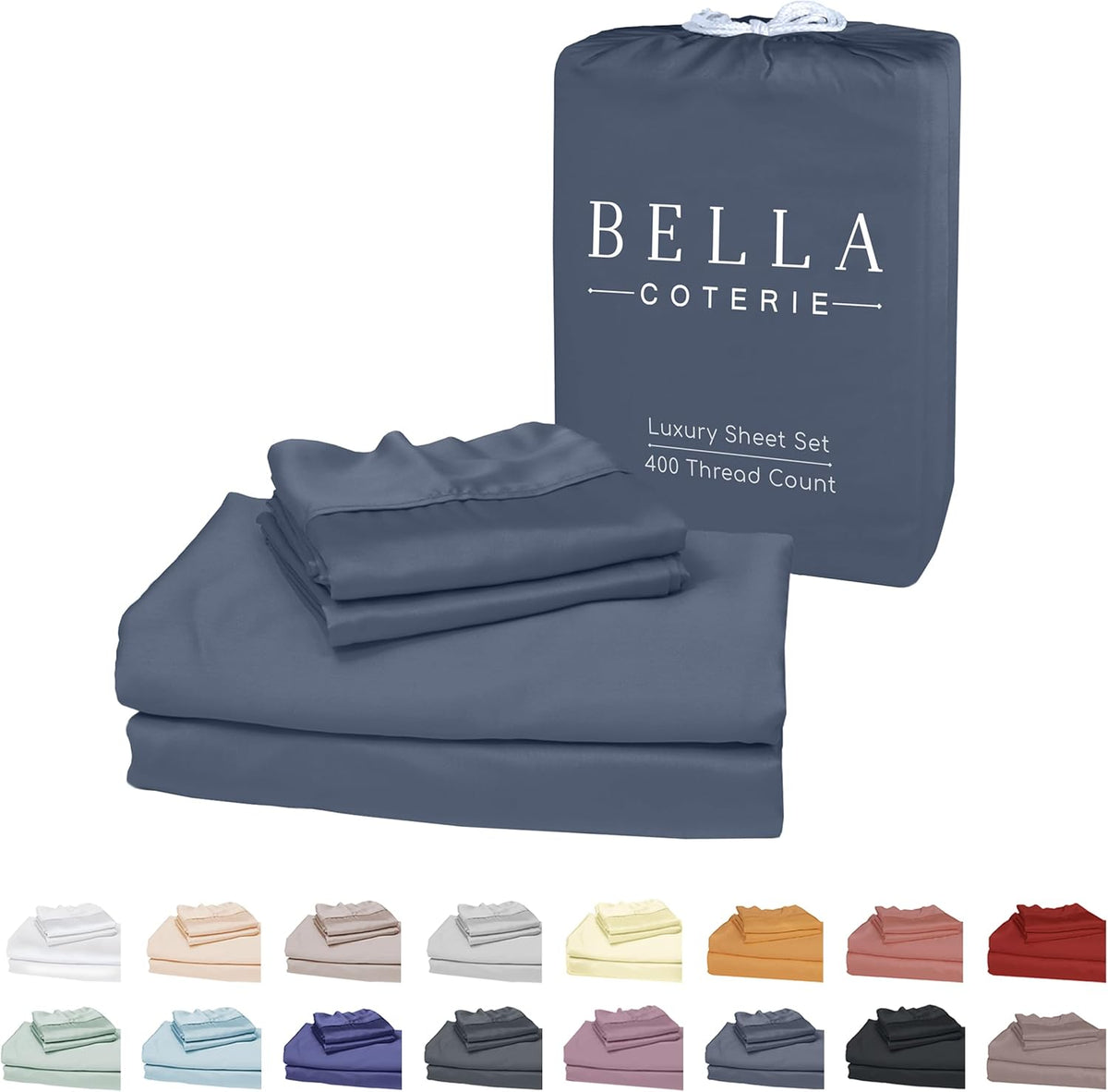 Bella Coterie Luxury Bamboo Viscose Twin XL Size Sheet Set | 100% Organically Grown | Ultra Soft | Cooling for Hot Sleepers | 18" Deep Pocket [Slate Blue]