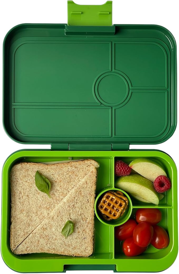 Yumbox Tapas Bento Lunch Box – Leakproof & Reusable Food Container for Adults, Teens & Kids – 4-Compartment Tray – Palm Green Lime – BPA-Free & Easy to Clean – Ideal for Work, School & Travel