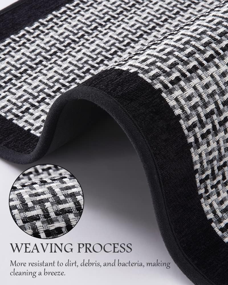 PADOOR Kitchen Mats for Floor, Kitchen Rugs Non Slip Washable, Rubber Backed Kitchen Runner Super Absorbent Kitchen Floor Mat Sink Rug, 25”x59” Black