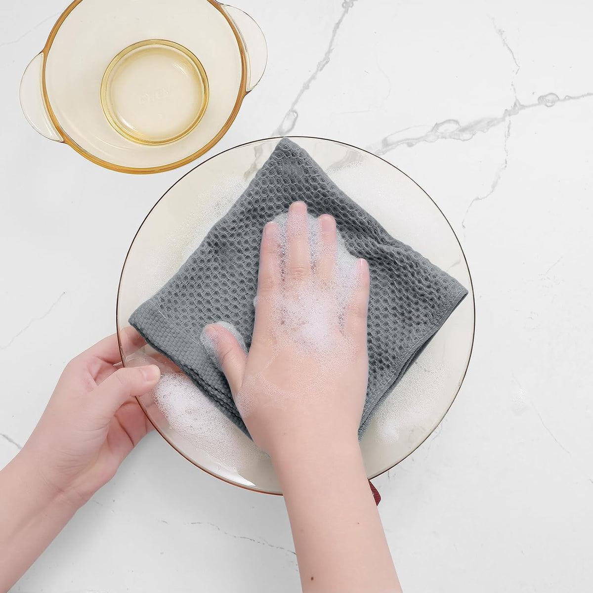 Homaxy 100% Cotton Waffle Weave Kitchen Dish Cloths, Ultra Soft Absorbent Quick Drying Dish Towels, 12 x 12 Inches, 6-Pack, Grey