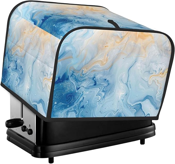 Toaster Cover 4 Slice Blue Marble Pastel Kitchen Small Appliance Covers with Pockets Dust and Fingerprint Protection