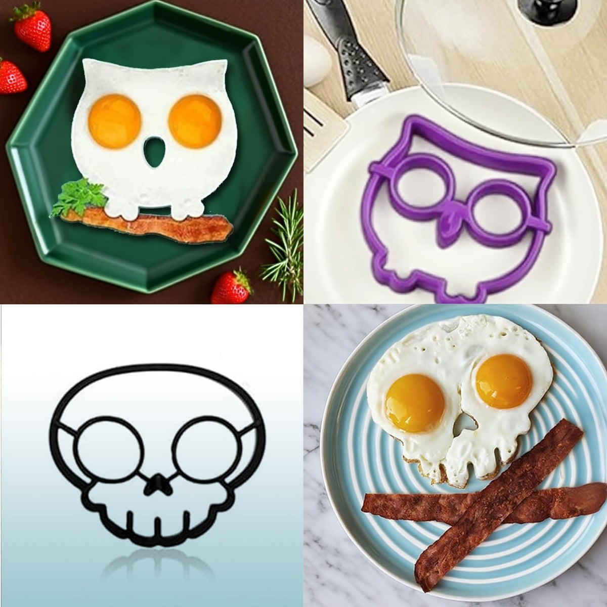 Halloween Horror Skull Egg Mold – Funny Silicone Skeleton Omelette & Pancake Maker, Fried Egg Cooking Mold for Spooky Breakfast, DIY Kitchen Gadget (1pc skull)