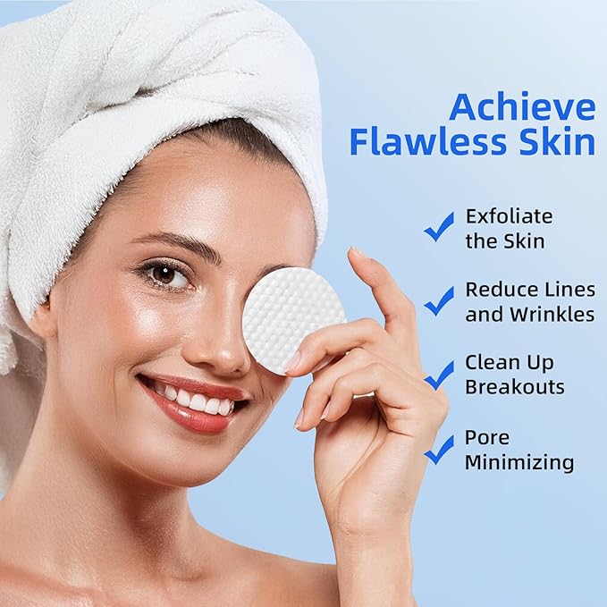 Glycolic Acid Pads, 10% Ultra Pure Glycolic Acid & 2% Salicylic Acid, Exfoliating Peel Pads for Face, Effective Chemical Peel, Keeps Skin Smooth and Prevents Wrinkles and Lines - 60 Pads