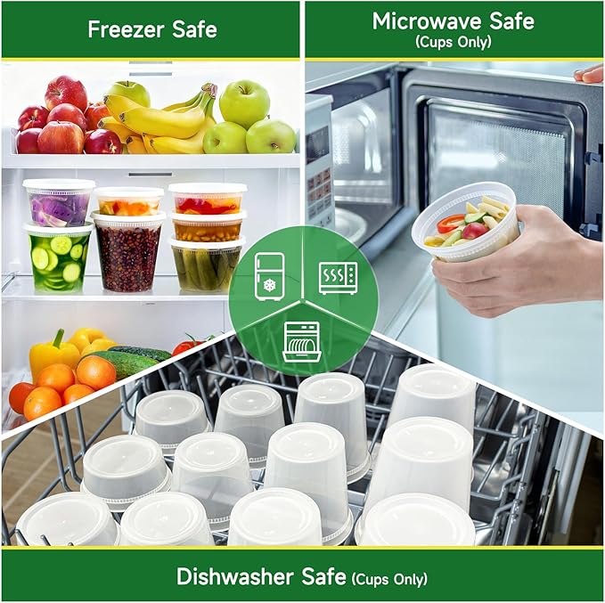50 Set 24 oz Deli Containers with Lids, Leak-Proof BPA Free Plastic Take Out Bowls, Food Storage Containers for Takeout Meal Prep Storage, Freezer, Microwave & Dishwasher Safe